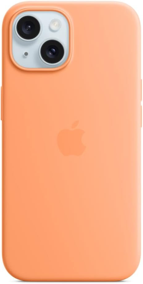 Apple iPhone 15 Silicone Case with MagSafe - Orange Sorbet ​​​​​​​ | Amazon (US)