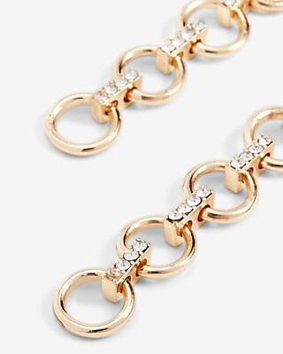 Gold Rhinestone Circle Chain Drop Earrings | Express