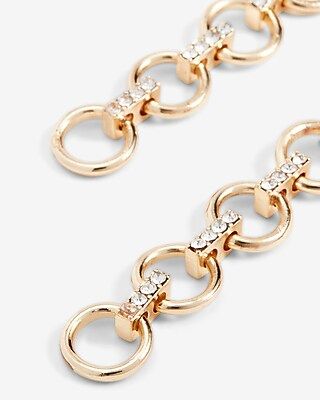 Gold Rhinestone Circle Chain Drop Earrings | Express