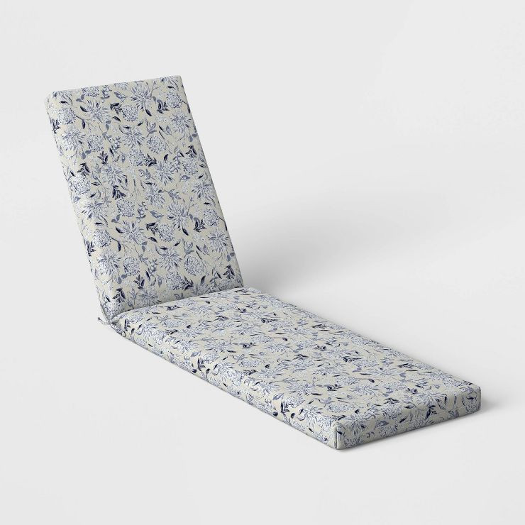 DuraSeason Fabric™ Chaise Cushion Floral Shallow Blue - Threshold™ | Target