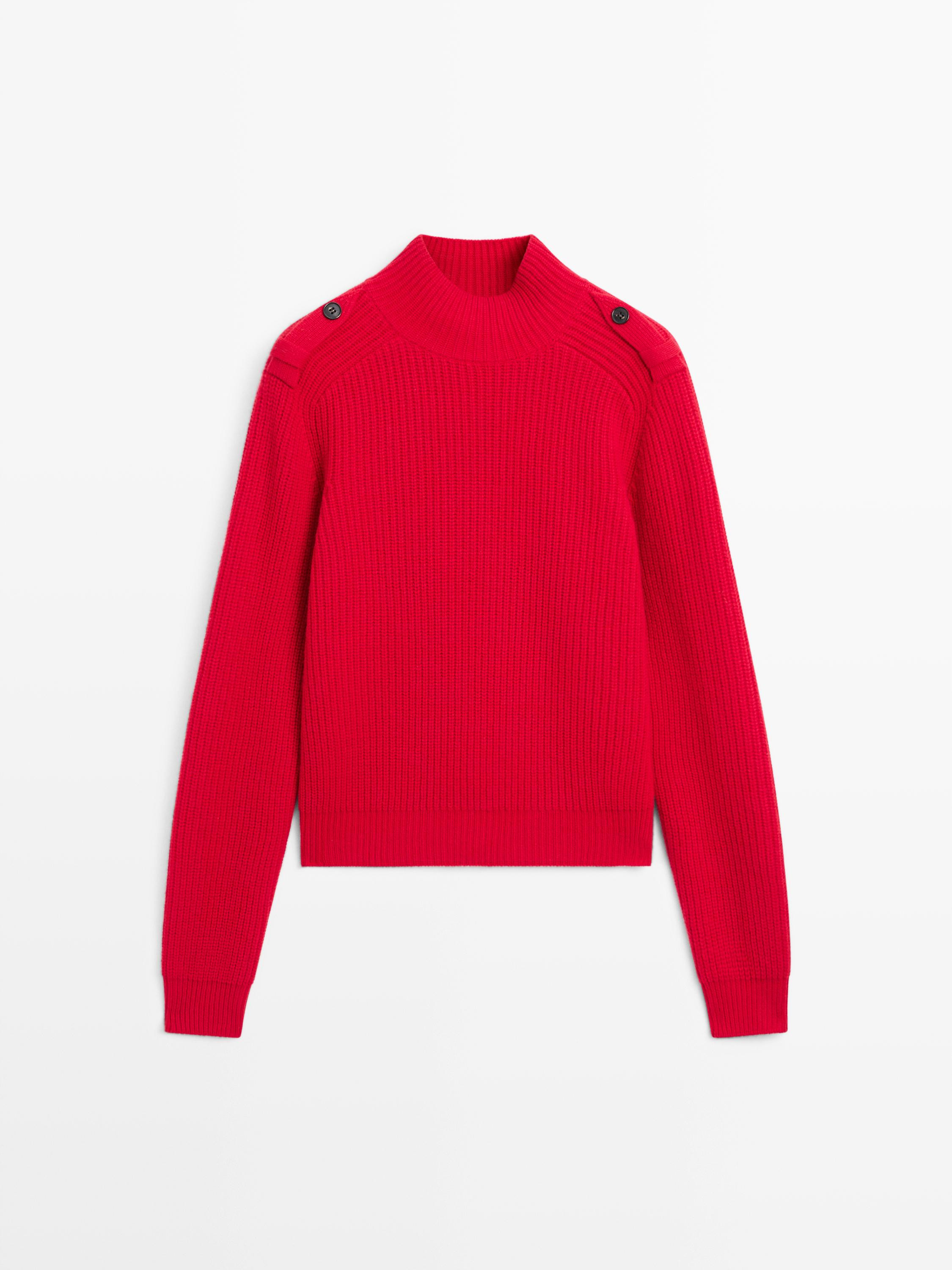Knit wool blend sweater with shoulder detail | Massimo Dutti US