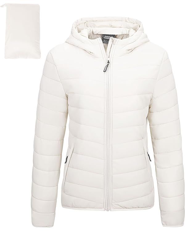 Outdoor Ventures Women's Packable Lightweight Full-Zip Puffer Jacket with Hood Quilted Winter Coa... | Amazon (US)