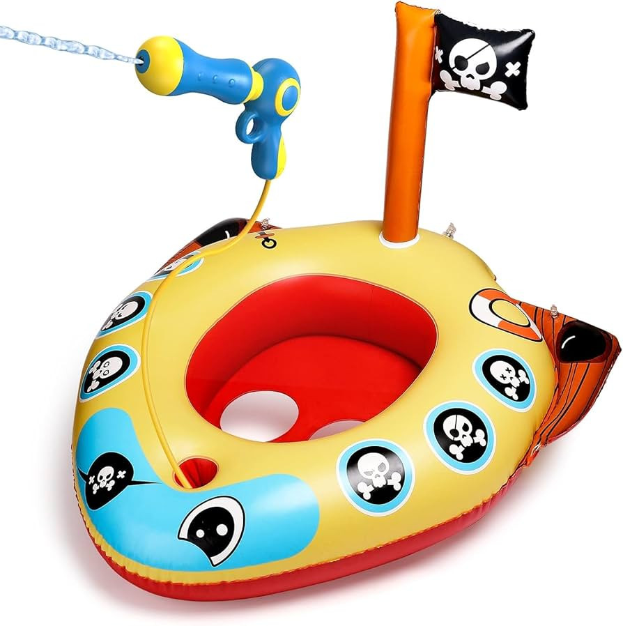HopeRock Pool Float Toys for Kids with Built in Water Gun, Inflatable Pirate Boat Swimming Pool T... | Amazon (US)