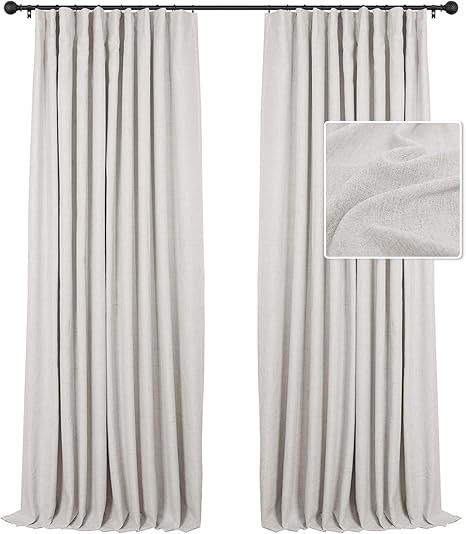 INOVADAY 100% Blackout Curtains 96 Inches Long, Winter Thermal Insulated Blackout Linen Curtains,... | Amazon (US)