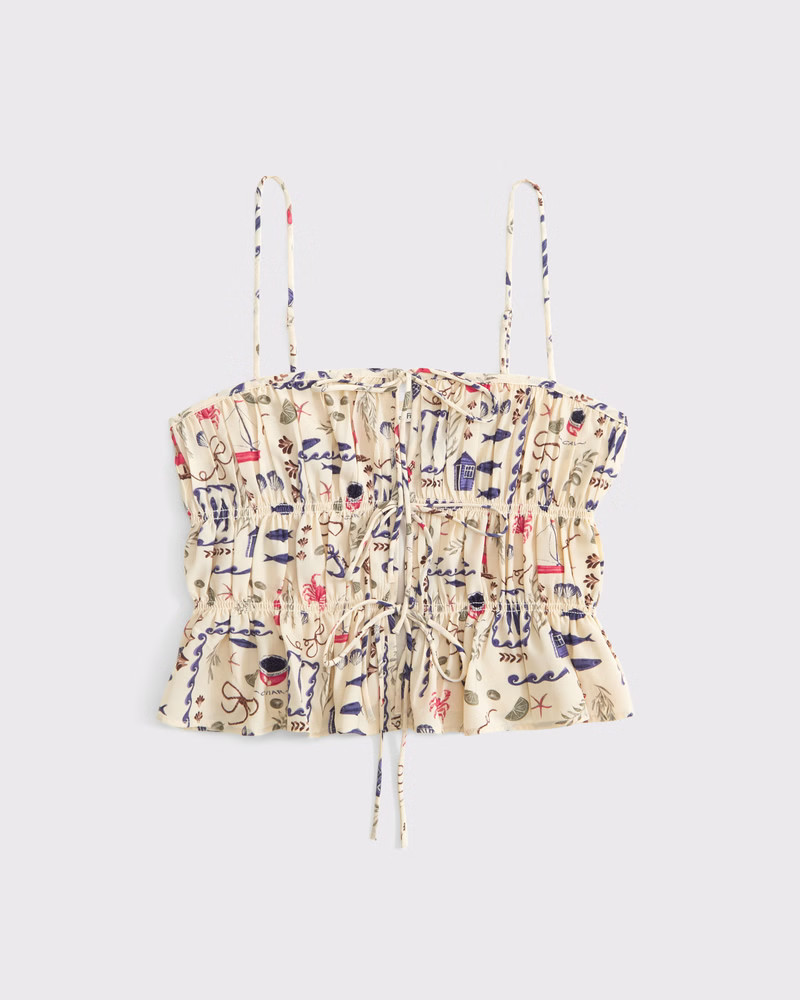 Women's Ruched Tie-Front Cami | Women's Tops | Abercrombie.com | Abercrombie & Fitch (US)