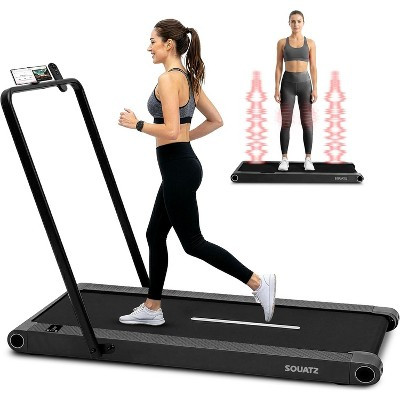 Squatz 2-in-1 Walking Pad with Vibration Plates and Handlebar – Compact Treadmill - Black | Target