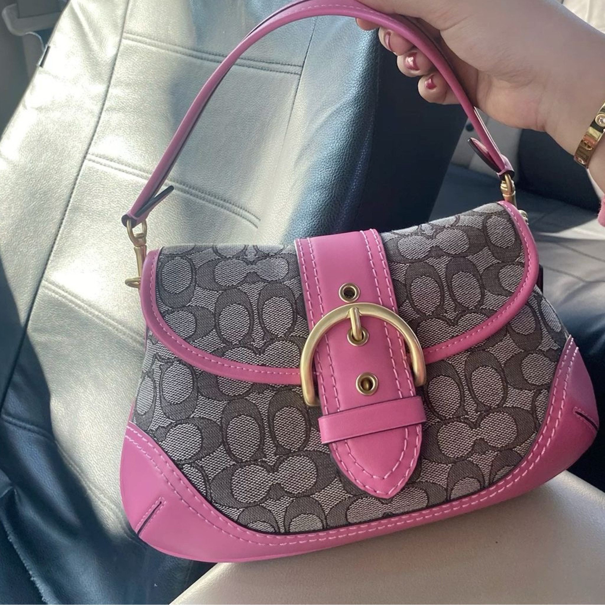 Coach Soho Signature Flap Wallet Pink Bags | Coach Rare Pink