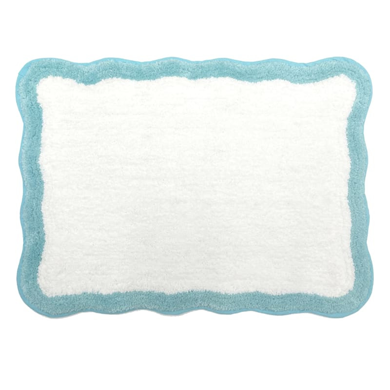 Tiny Dreamers Aqua Scalloped Border Bath Rug, 17x24 | At Home