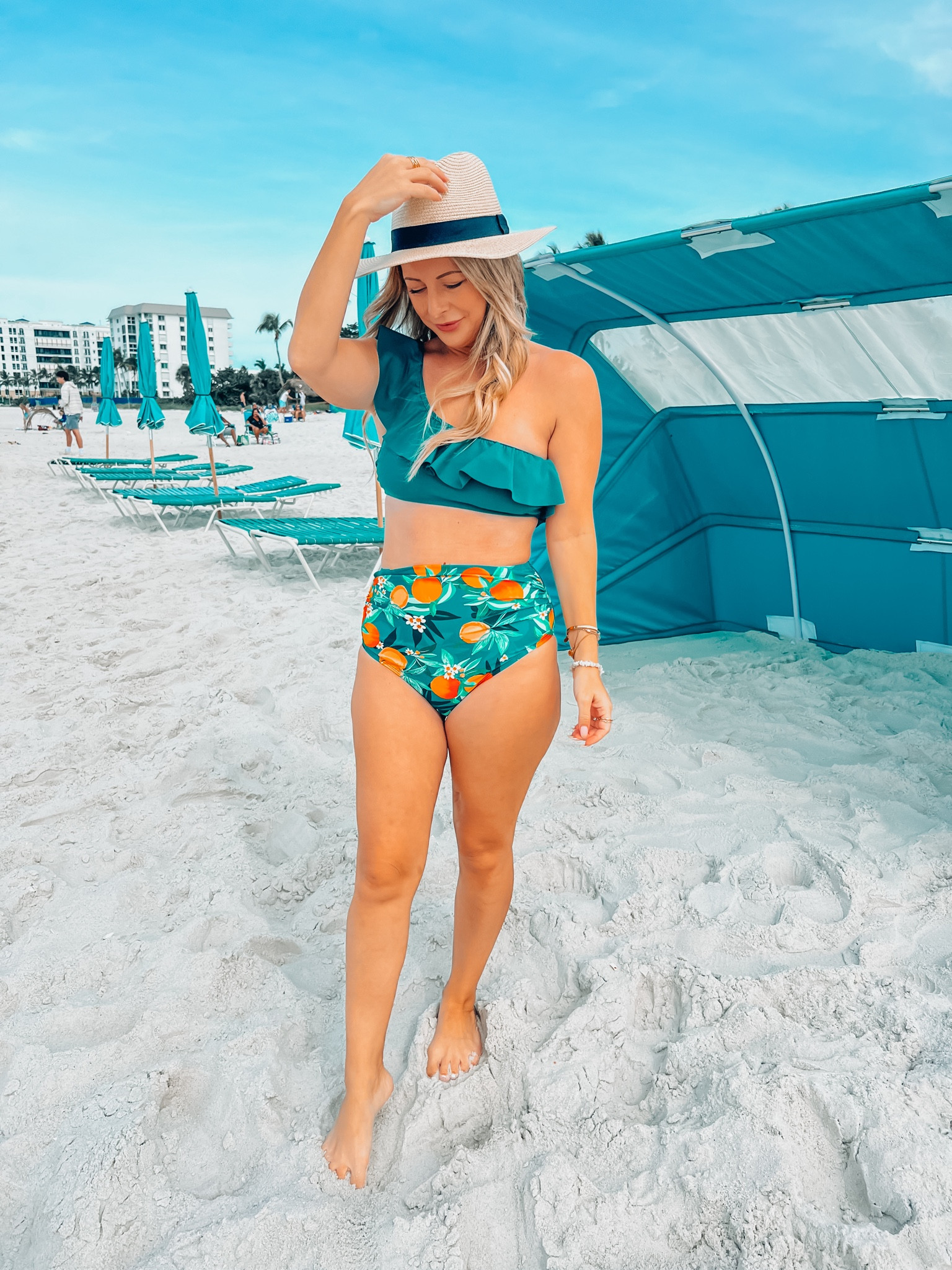 High waisted two piece with one shoulder top!! Love this , size up. Top runs small. Ilda15 for 15% off 💚 

#LTKswim #LTKtravel #LTKSeasonal