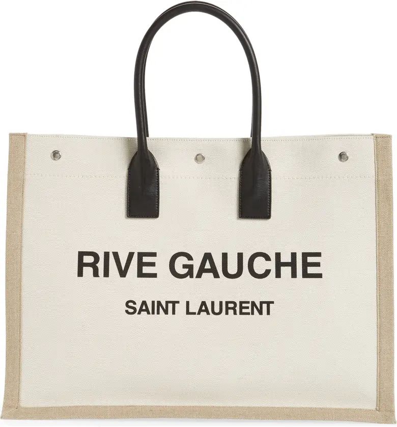 Saint Laurent Large Rive Gauche Cotton & Linen Tote | Nordstrom | Nordstrom