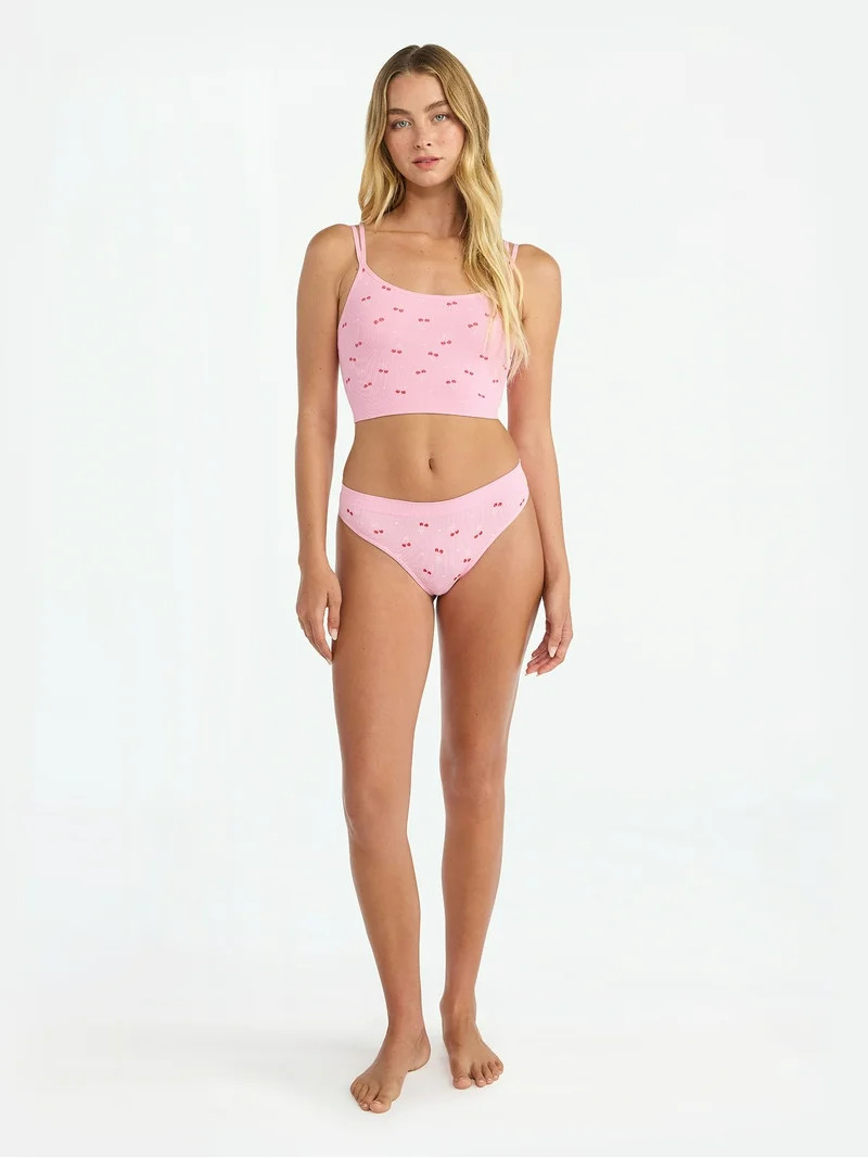 No Boundaries Women’s Seamless Cami Bra & Thong Panty Set, Sizes XS–XXXL | Walmart (US)