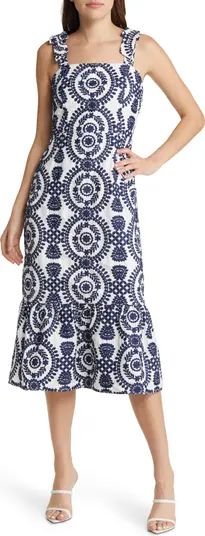 Layla Embroidered Cotton Midi Dress | Nordstrom