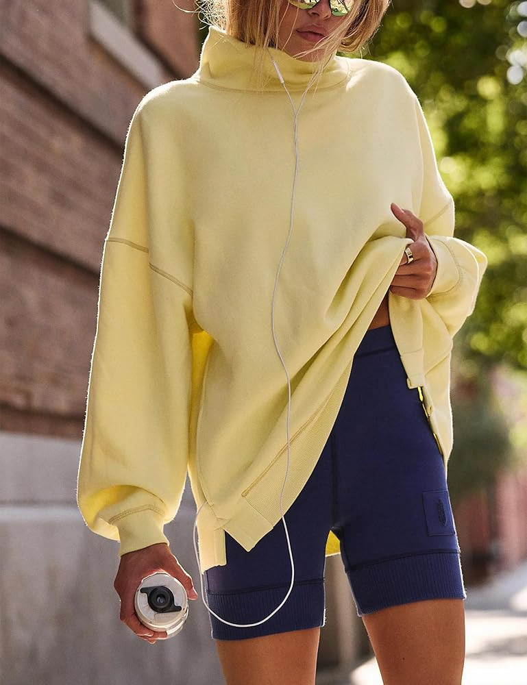 Women’s Oversized Sweatshirts Mockneck Sweatshirt Turtleneck Tops Loose Drop Shoulder Long Slee... | Amazon (US)