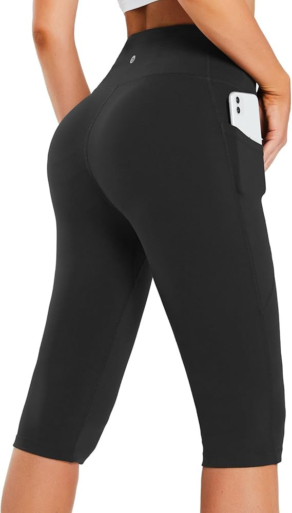 baleaf Women's Capri Leggings with Pockets High Waisted Knee Length Capris Stretch for Casual Yog... | Amazon (US)