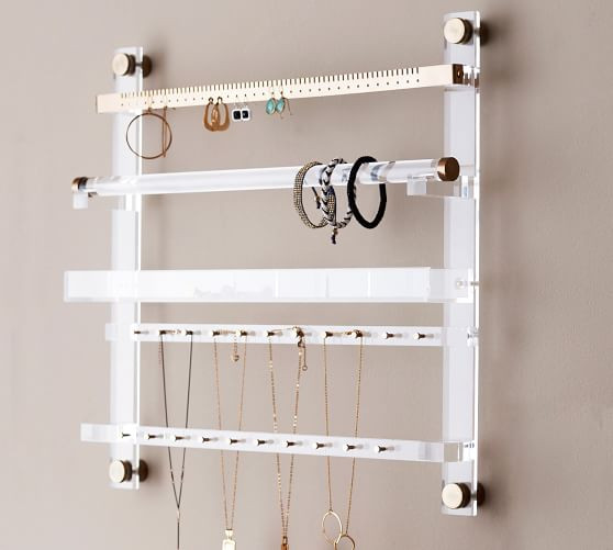 Acrylic Wall Mount Jewelry Organizer Brass | Pottery Barn (US)