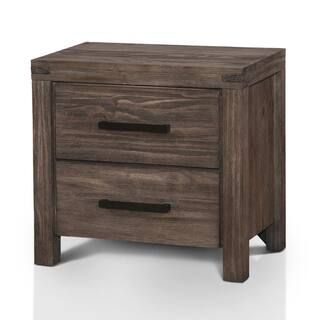 Furniture of America Bungalow 2-Drawer Wire-Brushed Rustic Brown Nightstand IDF-7382N - The Home ... | The Home Depot