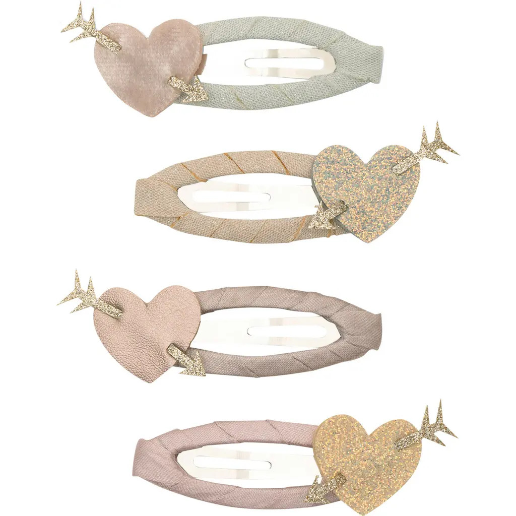 Mimi & Lula Kids' 4-Pack Cupid Heart Clic Clac Hair Clips in Pink at Nordstrom | Nordstrom
