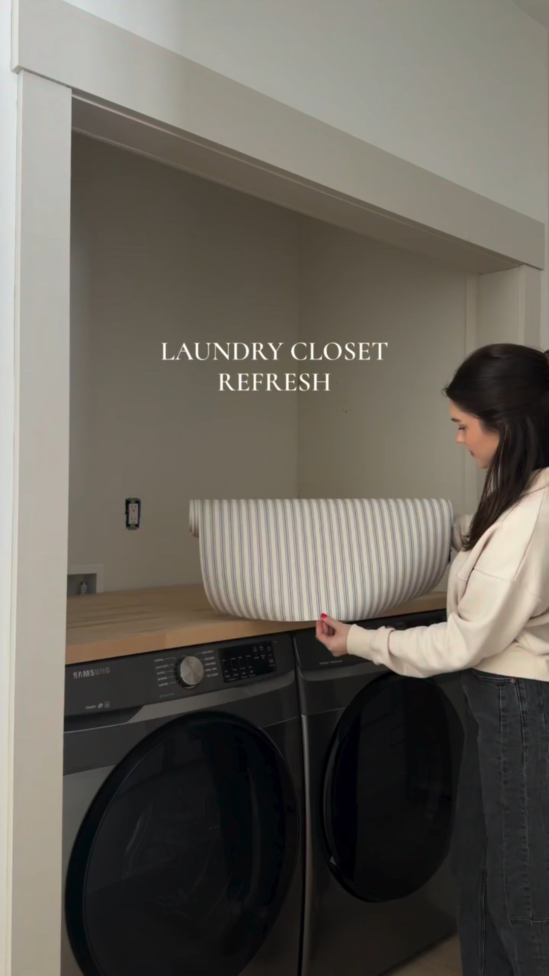 We originally designed this space a few years ago when building, but over time it just didn’t feel like us anymore. So we pulled everything out, repainted, and started fresh! 

The wallpaper is Fillius in the color in French Blue from @artzaco_ and it completely changed the feel of this little space. We painted the cabinet and shelf SW Stardew, and stained the butcher block natural oak using Minwax wood finishing cloths for a softer, warmer finish. 

Just a little reminder that it’s okay to redo spaces as your style changes 🤍

#LTKFindsUnder100 #LTKFindsUnder50 #LTKHome