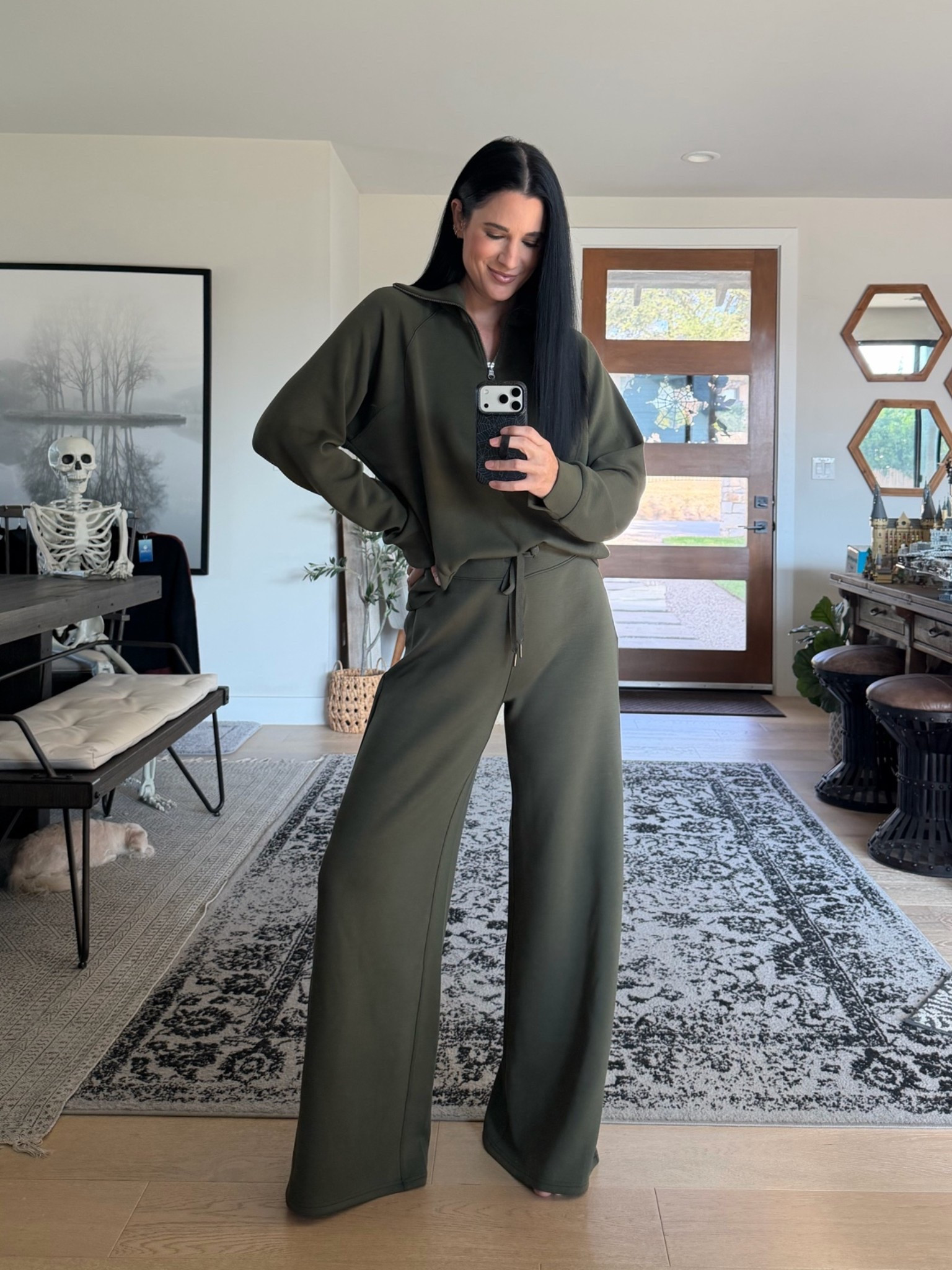 DTKXSPANX gets you 15% off. This new @Spanx  color is by far my favorite EVER. Besides black of course but it’s the most stunning olive green for fall. Wearing a size medium in both the pullover and pants.

#LTKTravel #LTKTall #LTKOver40