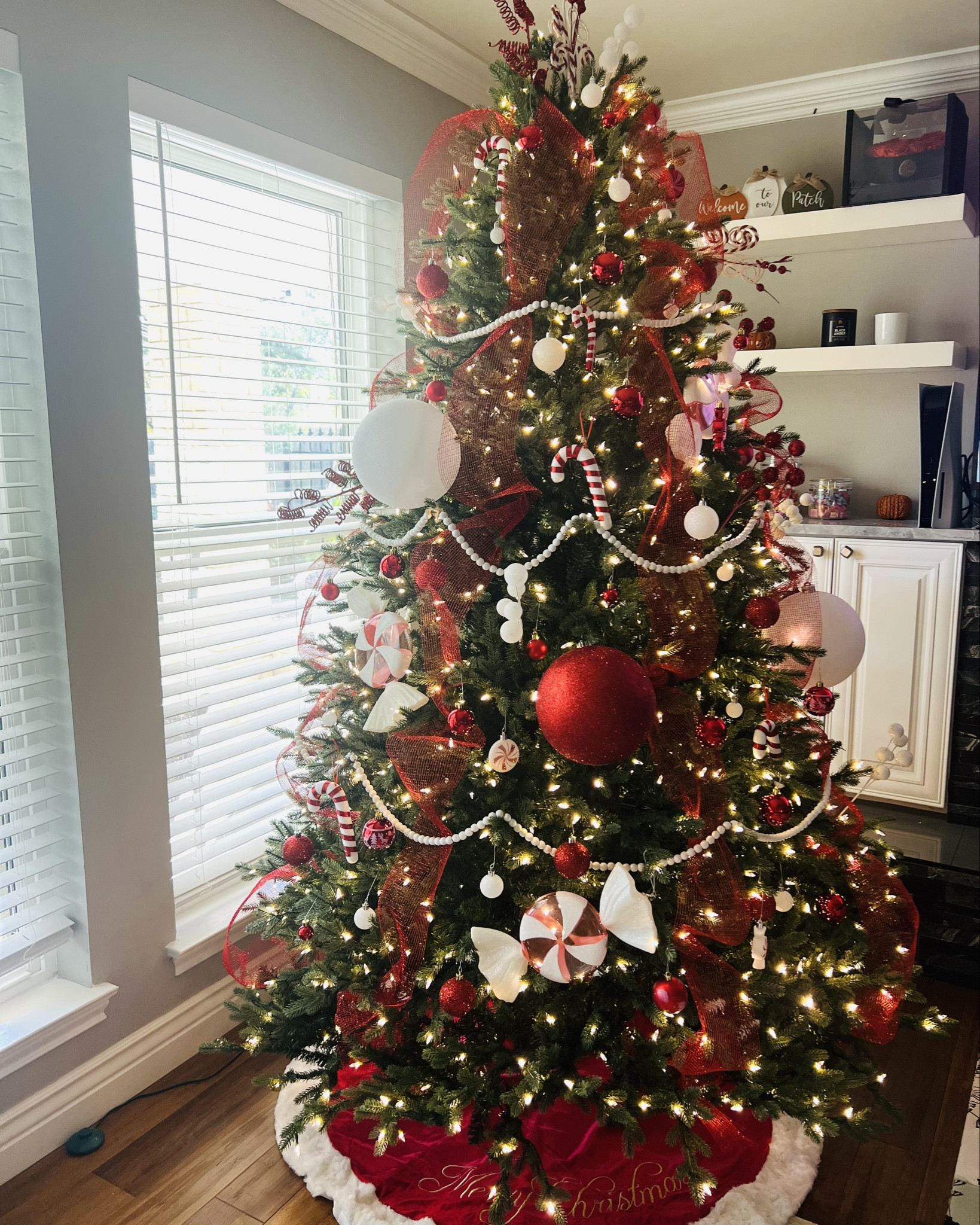 Wanted to do a traditional Red, White & Green tree but wanted to see what it looked like with just the red & white candy ornaments first! This was the turnout! Linked all of the ornaments, picks, garland & ribbon + our tree below! Should we still add green?! 🎄😍🎅🏼🎄 #LTKHoliday

#LTKSaleAlert #LTKSeasonal