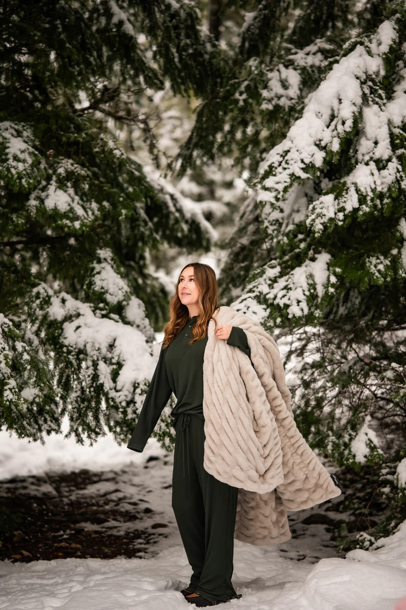 Deep Forest Green Waffle Unisex Long Pajama Set | Sunset Snuggles