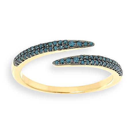 Rarities Gold-Plated 1/6ctw Diamond Pavé Ends Bypass Ring - 23224946 | HSN | HSN