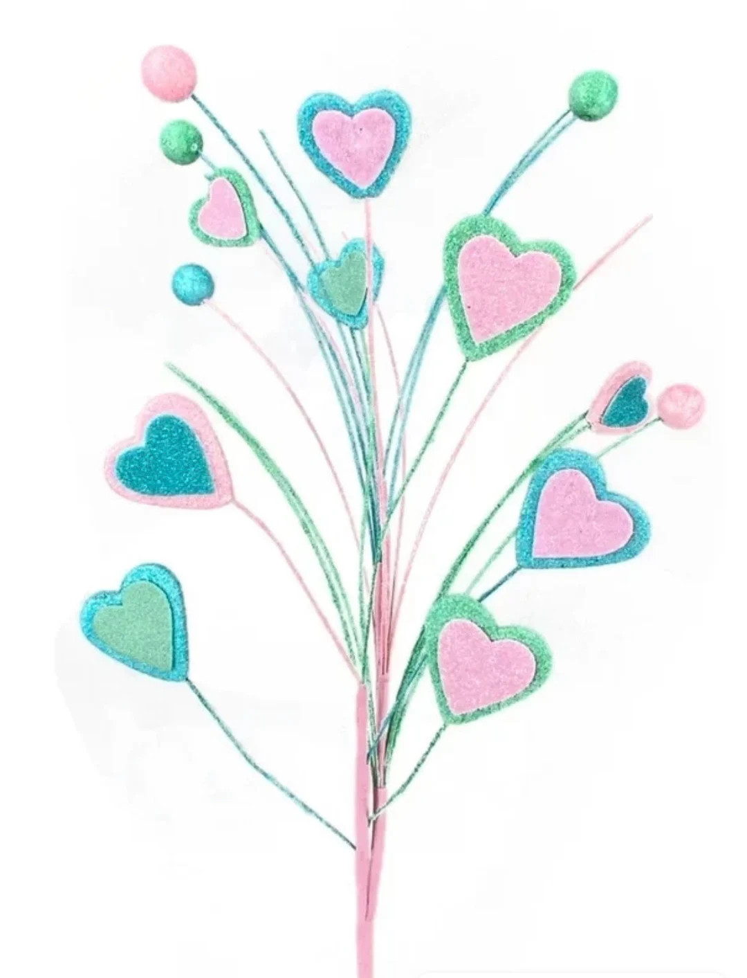 Valentine Heart Pick 16, Valentine Heart Spray, Pink Blue Green Heart Wreath Embellishments, Vale... | Etsy (US)