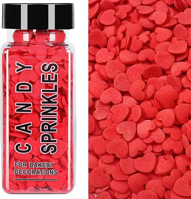 Valentines Sprinkles, Red Heart Sprinkles for Cake Decorating, Heart Sprinkles Edible for Baking,... | Amazon (US)