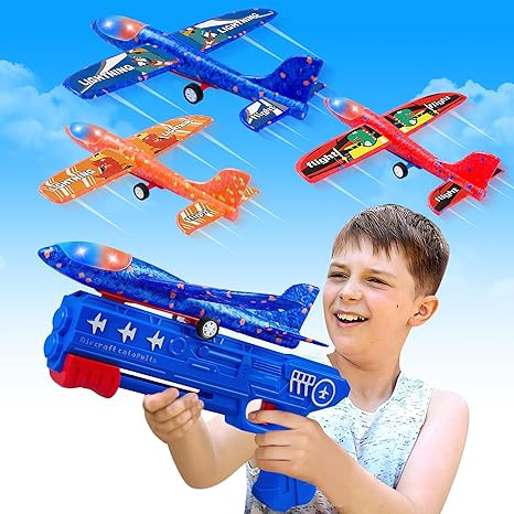 3 Pack Airplane Launcher Toys, 2 Flight Modes LED Foam Glider Catapult Plane, Outdoor Flying Toy ... | Amazon (US)