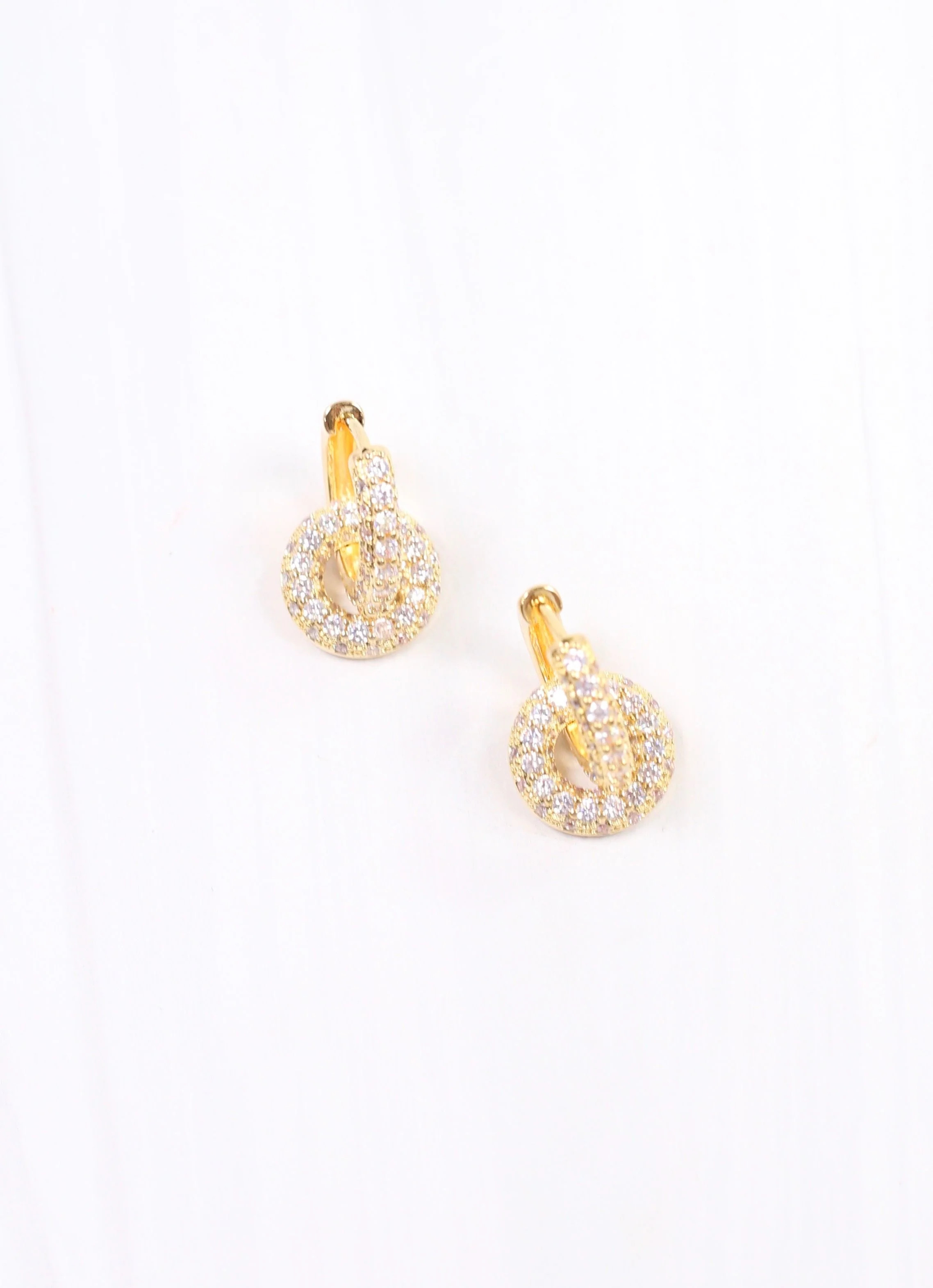 Juergens CZ Hoop Drop Earring GOLD | Caroline Hill