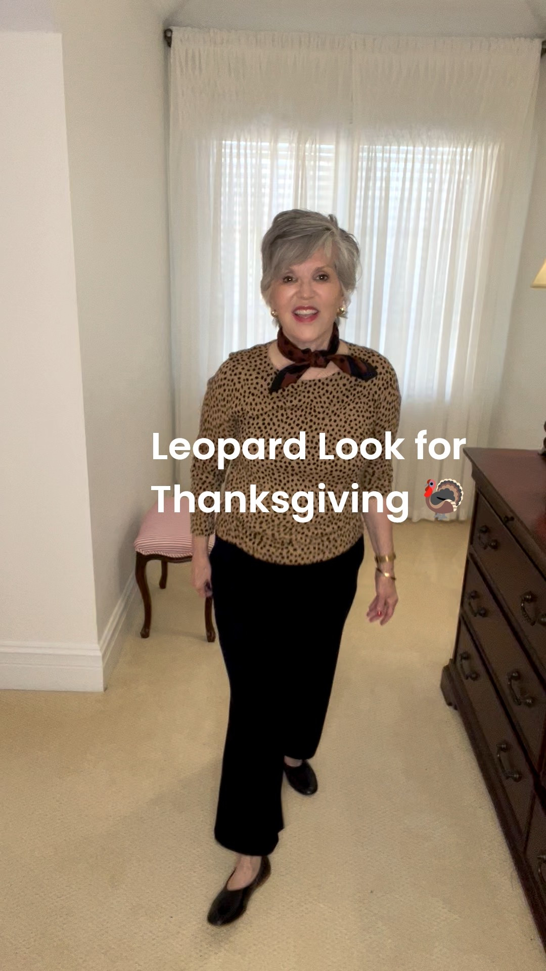 Comfy, Chic & Classic Thanksgiving Outfit 🧡🐆
Here’s an easy Thanksgiving look that’s cozy enough for cooking and hosting, yet still polished for photos. I paired a leopard (or solid tan) cotton sweater with my viral black yoga pants, added a brown-and-black bandana, simple gold jewelry, and black ballet slippers for a classic, effortless vibe.

Shop the Look:
• Sweater – cotton, chic, and perfectly cozy (leopard or tan)
• Black Yoga Pants – the viral, super-flattering pair everyone loves
• Bandana – brown/black for a subtle pop
• Gold Jewelry – warm, polished layers
• Black Ballet Slippers – classic and comfortable

A fabulous Thanksgiving outfit if you love looking pulled together without sacrificing comfort!

#LTKFindsUnder50 #LTKHoliday #LTKOver40