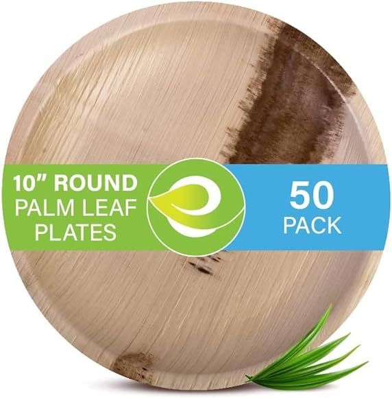 ECO SOUL 100% Compostable, Biodegradable, Disposable Palm Leaf Plates | Like Bamboo Plates, Eco-f... | Amazon (US)