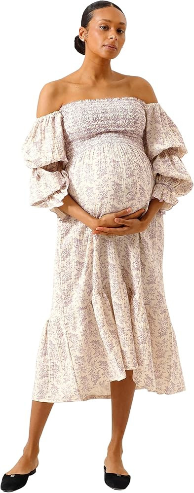 NOTHING FITS BUT Women’s Soft Cotton Muslin Dress, Everyday Stretchable Haru Maternity Gown, Id... | Amazon (US)