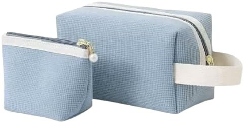 Tristan Home Luxury Waffle Texture Travel Cosmetic/Toiletry Bag Set of 2, Pearl Zipper Pull, Trav... | Amazon (US)