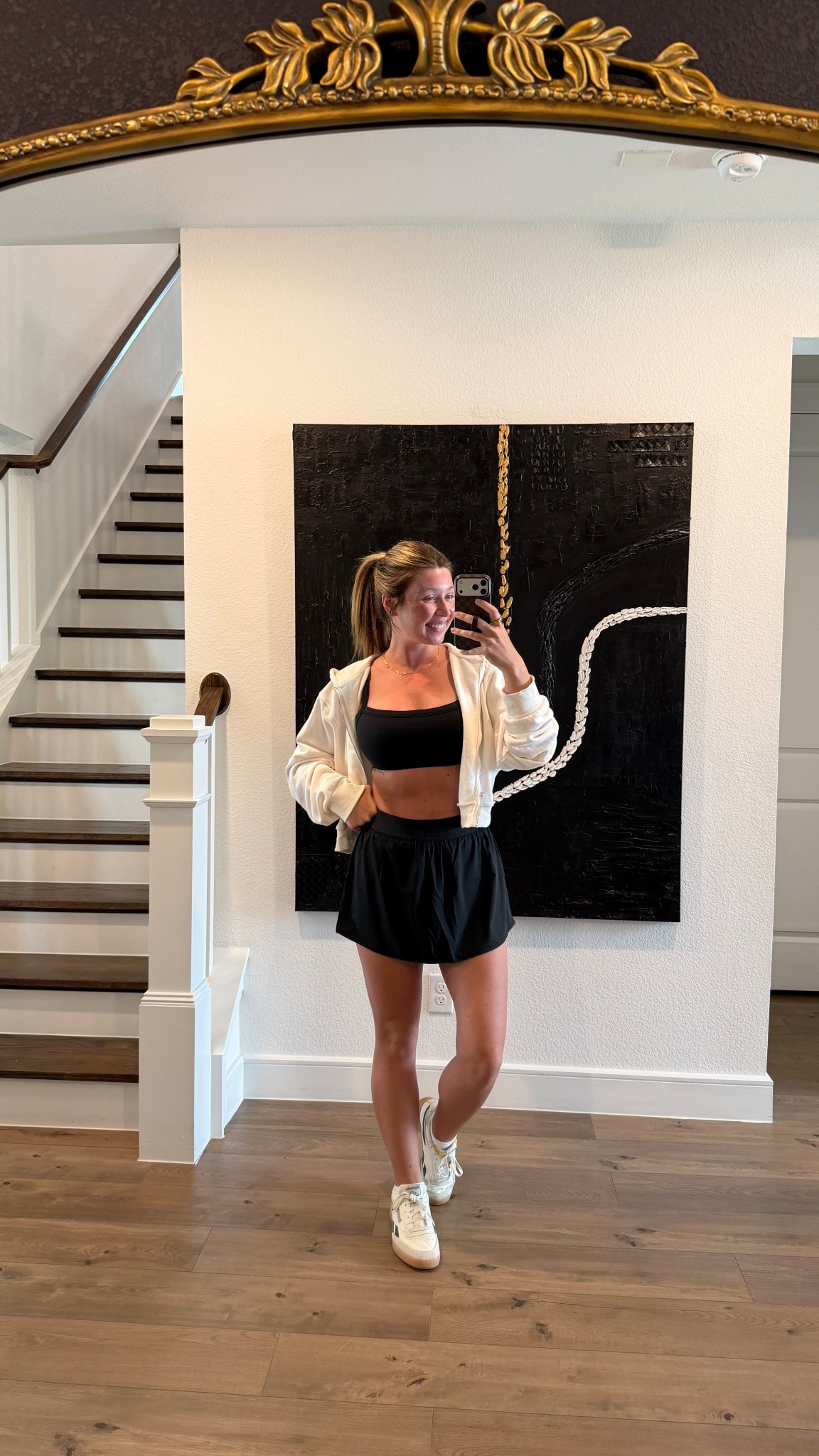 Pickleball #ootd from @ptula00 

I’ve been obsessed with this jacket since I got it & it’s perfect to throw on overtop of my active looks for cases like today where I wanted to run errands after playing. 

Both the sports bra and skirt run small in my opinion. Wearing large bra & medium skirt (skort) 

#LTKootd #LTKfitnessgoals #LTKActive
