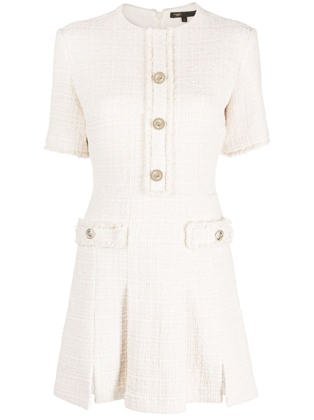 button-embellished tweed minidress | Farfetch Global