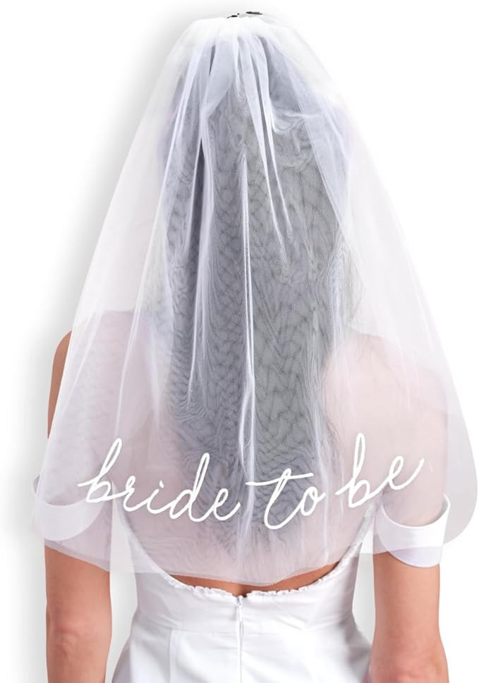 xo, Fetti Bachelorette Bride To Be Embroidered Veil | BachParty Accessory, Bride To Be Headband D... | Amazon (US)
