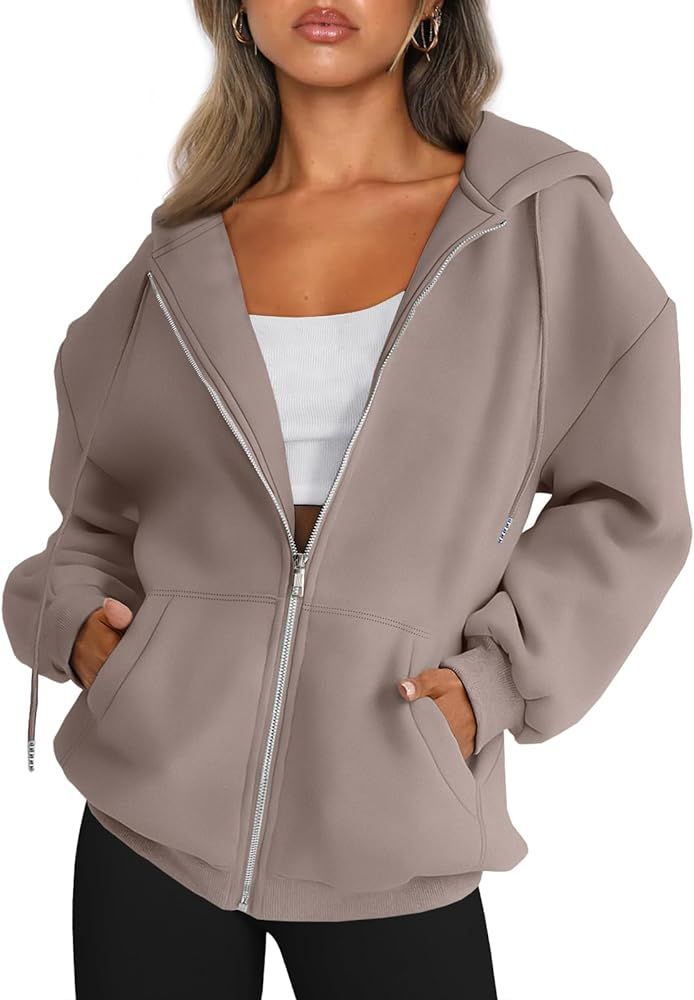 AUTOMET Womens Zip Up Hoodies Long Sleeve Fall Oversized Sweatshirts Fleece Y2K Jacket with Pocke... | Amazon (US)