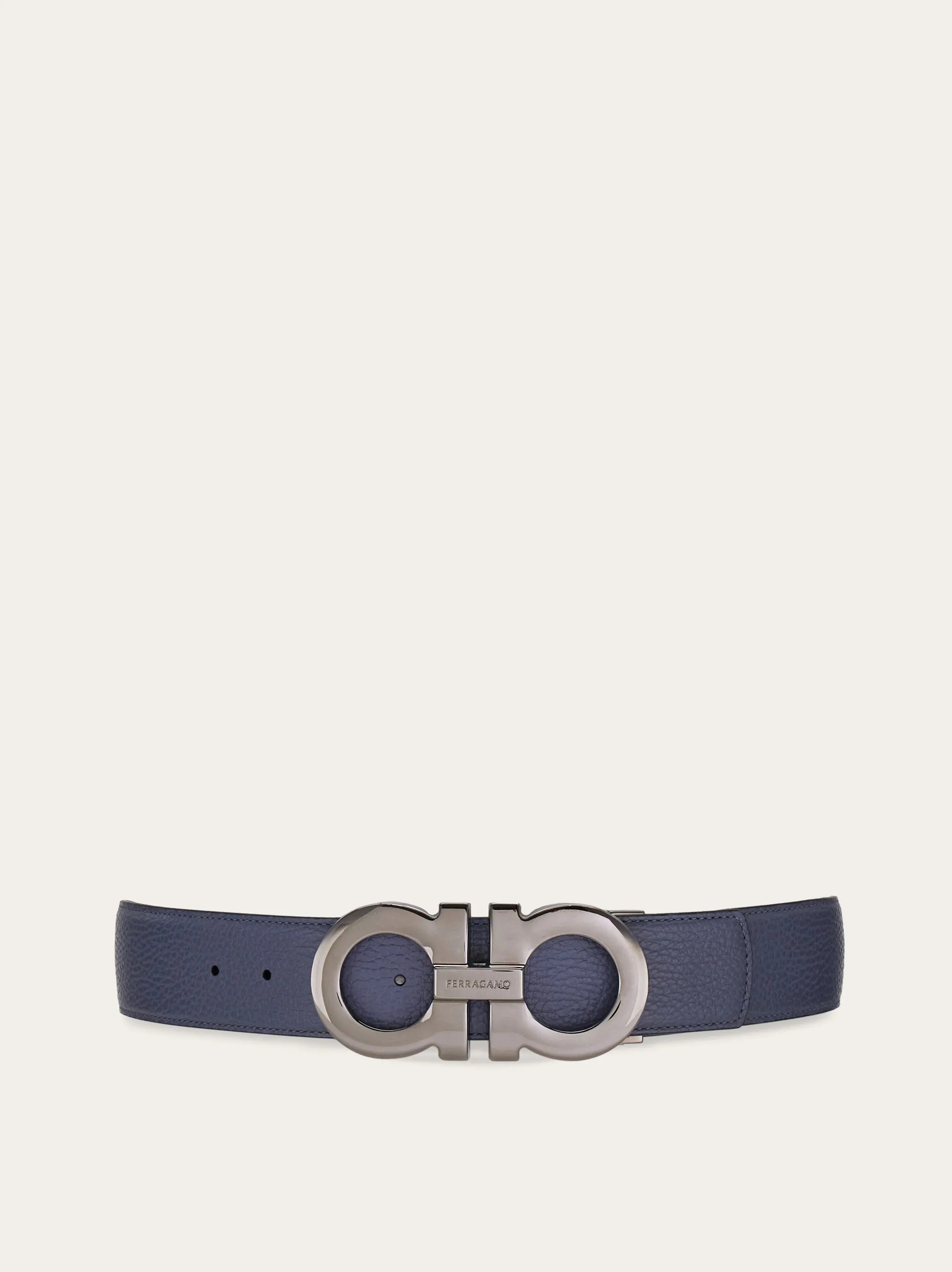 Ferragamo Men Reversible and adjustable Gancini belt Blue | Ferragamo