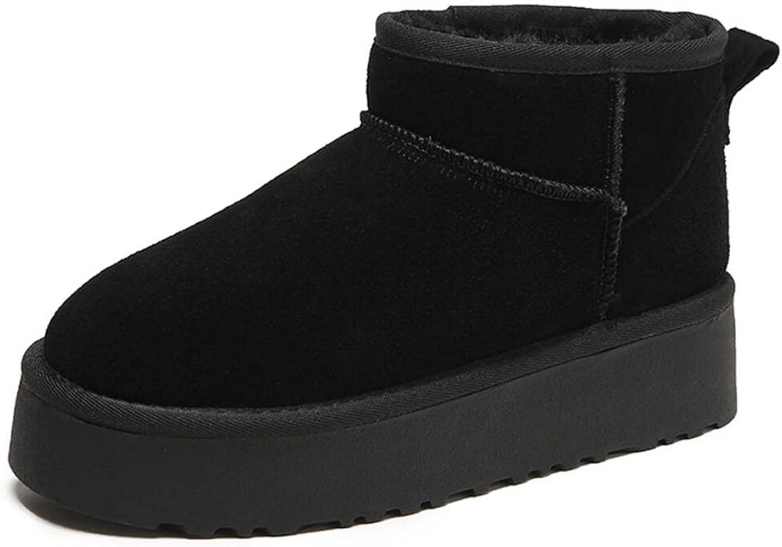 WICDIC Platform Mini Boot For Women Short Ankle Boot Fur Fleece Lined Sneakers Classic Ultra Snow... | Amazon (US)
