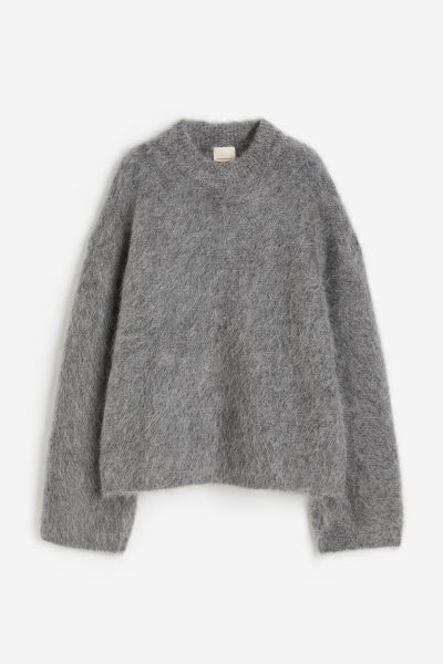 Oversized mohair-blend jumper - Grey - Ladies | H&M GB | H&M (UK, MY, IN, SG, PH, TW, HK)