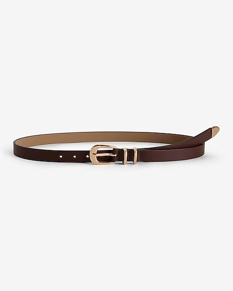 Leather Gold Tipped Buckle Belt | Express