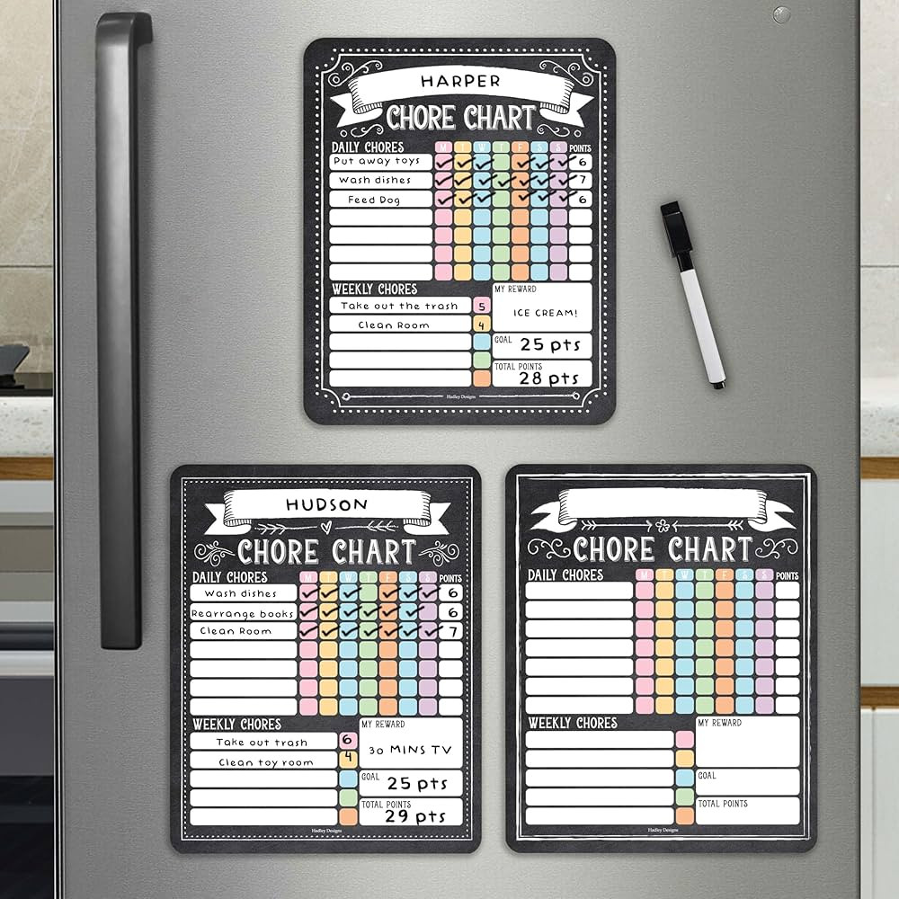 Magnetic Chore Chart for Kids Multiple Kids -3 Dry Erase Chore Chart for Adults & Teens, to Do Li... | Amazon (US)