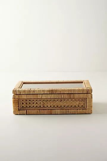 Rattan Box with Glass Lid | Anthropologie (US)