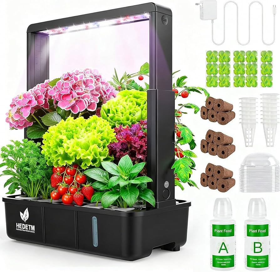 Indoor Garden Hydroponics Growing System: 15 Pods Plant Germination Kit Herb Vegetable Growth Lam... | Amazon (US)
