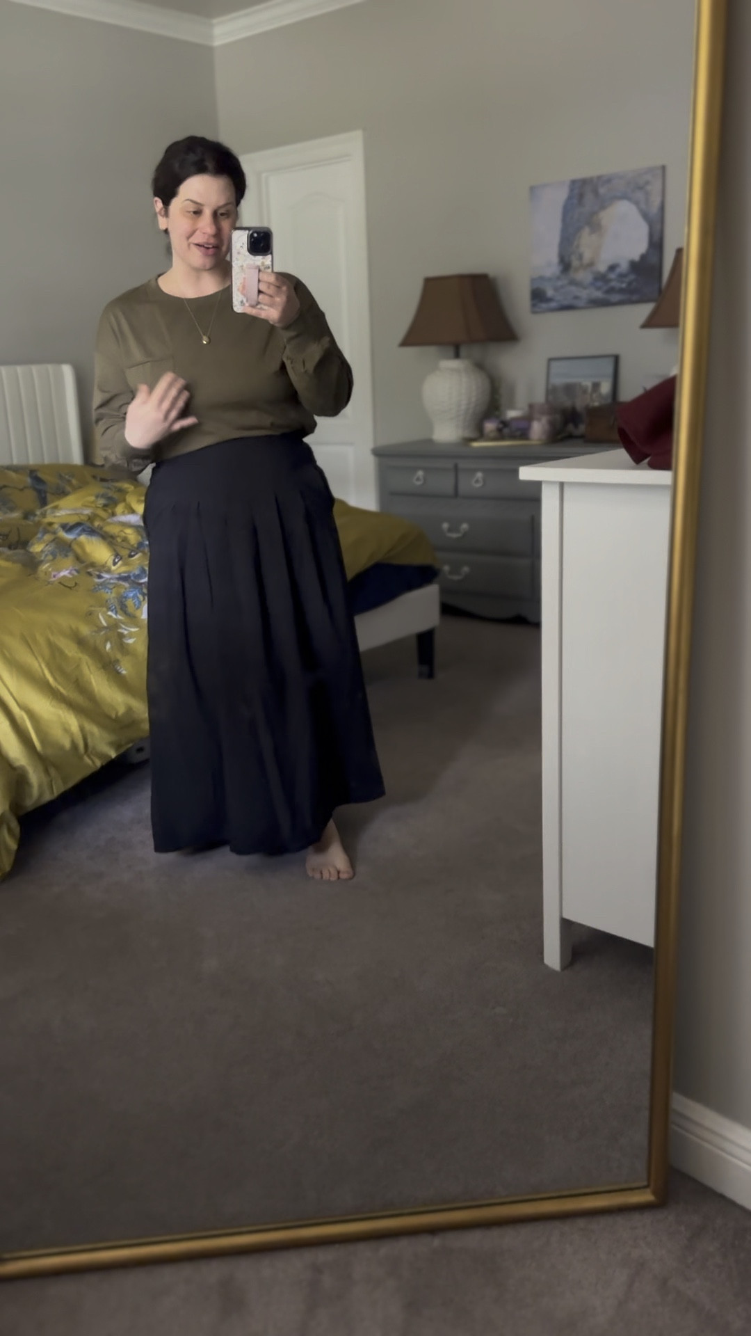 Wearing a medium in the oversized shirt and maxi skirt. For more comfort I should have done a large just because it’s so high waisted and is essentially in my ribs (I have a short torso) but it still looks good. Would be so pretty for a casual day look with a camisole, cardigan & flats or just a camisole & heels for the evening for a wedding guest look! 

#LTKWorkwear #LTKStyleTip #LTKWedding