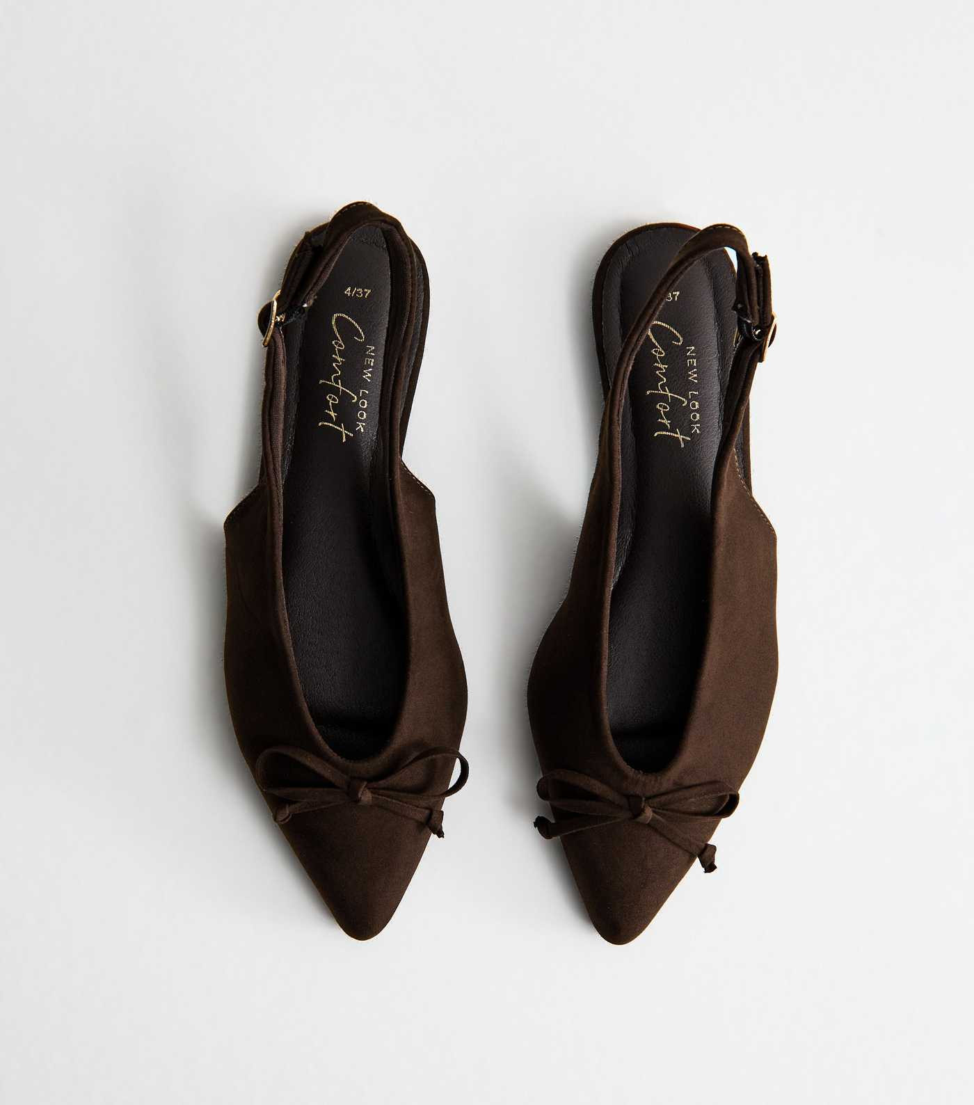 Brown Faux Suede Top Bow Pointed Slingback Pumps | New Look | New Look (UK)