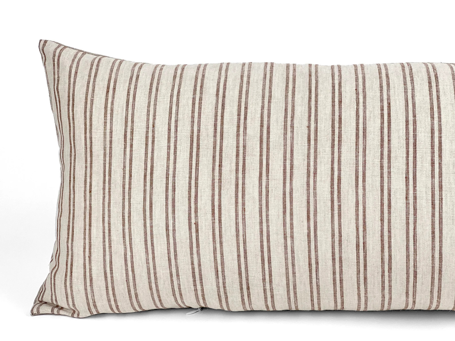 BRIER | Long Lumbar Beige and Brown Stripe Linen Pillow Cover, Farmhouse Pillow, Brown Stripe Pil... | Etsy (Global)