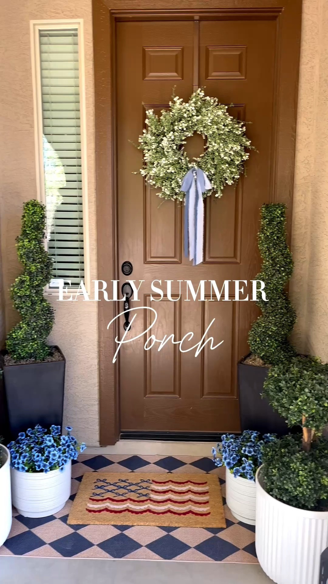 Early summer porch!

With summer on the way I added lots of greenery, touches of blue, an adorable patriotic doormat, and these sweet little ducks to welcome you in. This beautiful wreath gives all the fullness and the added blue ribbon adds the perfect touch!

#frontporch #porchdecor #homedecor #summerporch #summerdecor #summerwreath

#LTKHome #LTKSeasonal #LTKSaleAlert