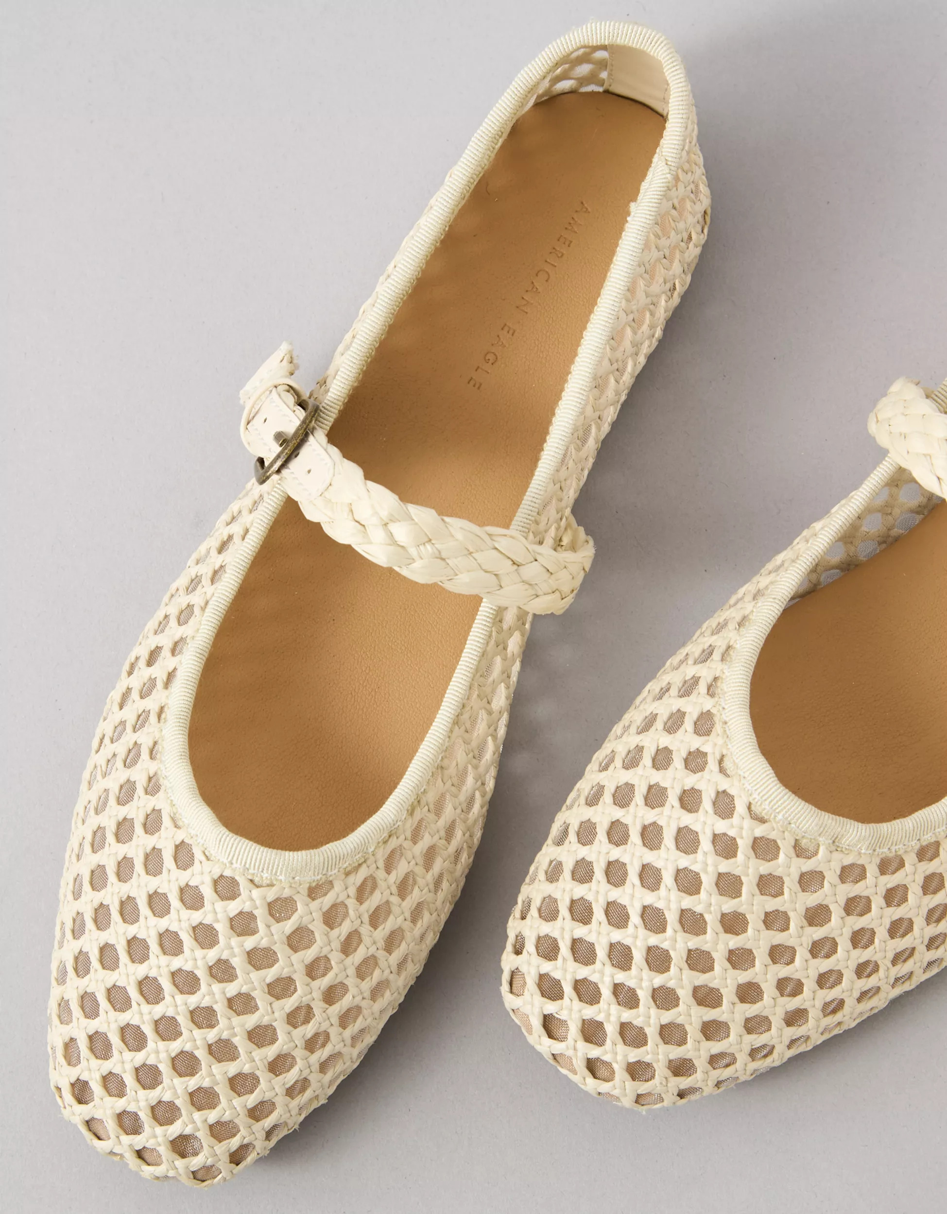 AE Raffia Mesh Mary Jane Flats | American Eagle Outfitters (US & CA)